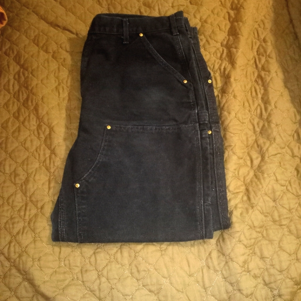 Carhartt Men's Firm Duck Double Front Work Dungaree Pants black  size 40x32